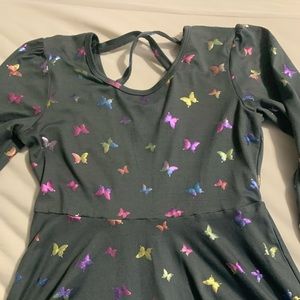 Grey with holographic butterfly little girl’s dress size 10
